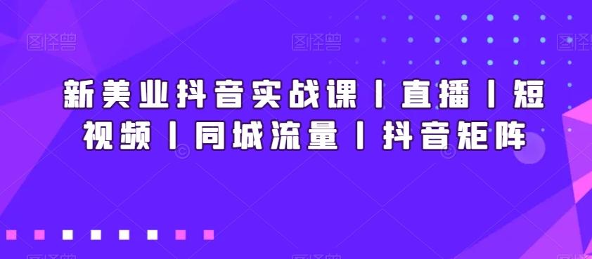 新美业抖音实战课丨直播丨短视频丨同城流量丨抖音矩阵-送财鼠