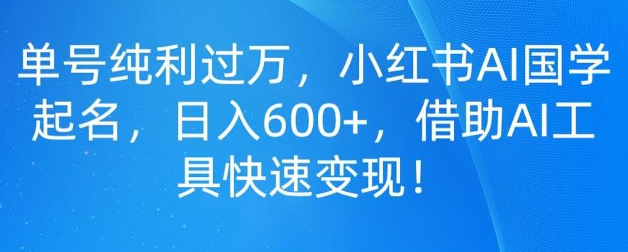 单号纯利过万，小红书AI国学起名，日入600+，借助AI工具快速变现-送财鼠