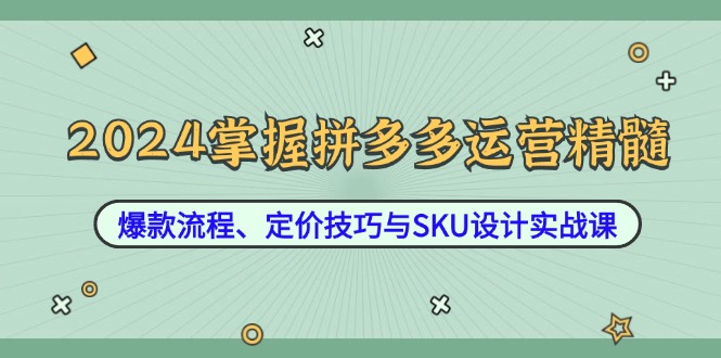 2024掌握拼多多运营精髓：爆款流程、定价技巧与SKU设计实战课-送财鼠