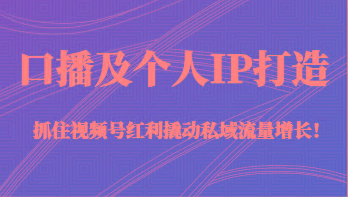 口播及个人IP打造，抓住视频号红利撬动私域流量增长！（45节课）-送财鼠