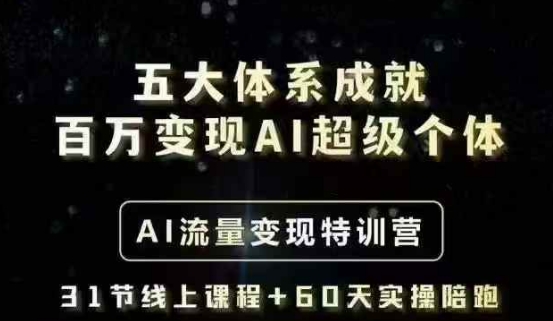 五大体系成就百万变现AI超级个体- AI流量变现特训营，一步一步教你一个人怎么年入百W-送财鼠