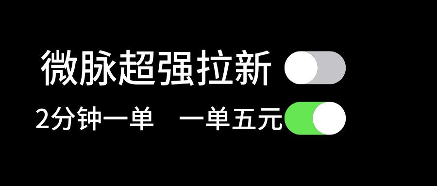 微脉超强拉新， 两分钟1单， 一单利润5块，适合小白-送财鼠