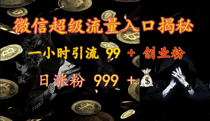 微信超级流量入口揭秘：一小时引流 99 + 创业粉，日涨粉 999 +-送财鼠
