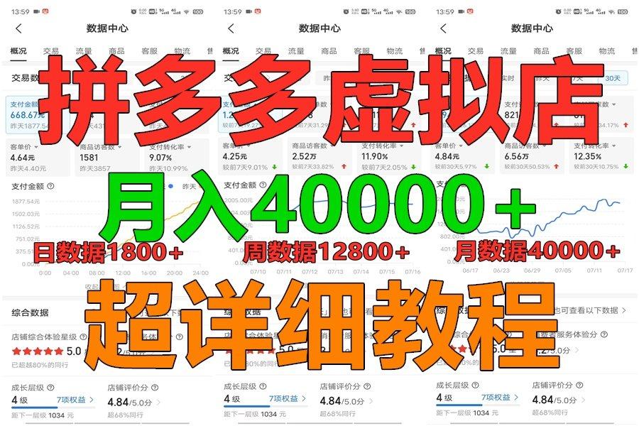 拼多多虚拟电商训练营月入40000+，全网最详细，你做你也行，暴利稳定长久-送财鼠