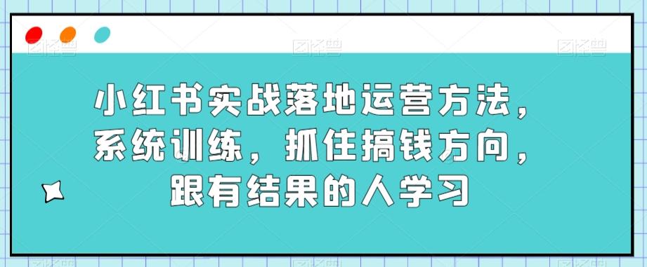 小红书实战落地运营方法，系统训练，抓住搞钱方向，跟有结果的人学习-送财鼠