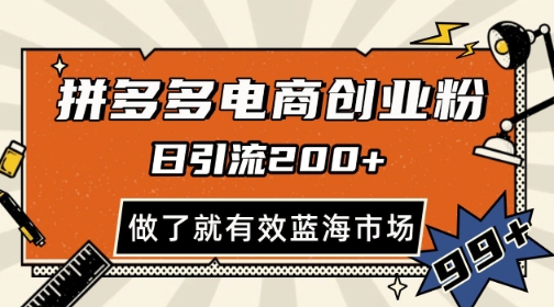 拼多多引流电商创业粉，日引200+，可矩阵放大，做了就有效【揭秘】-送财鼠