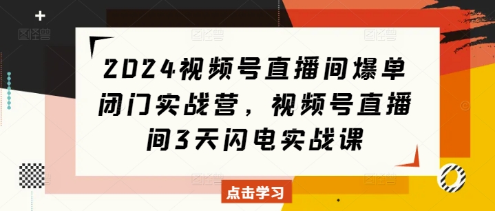 2024视频号直播间爆单闭门实战营，视频号直播间3天闪电实战课-送财鼠
