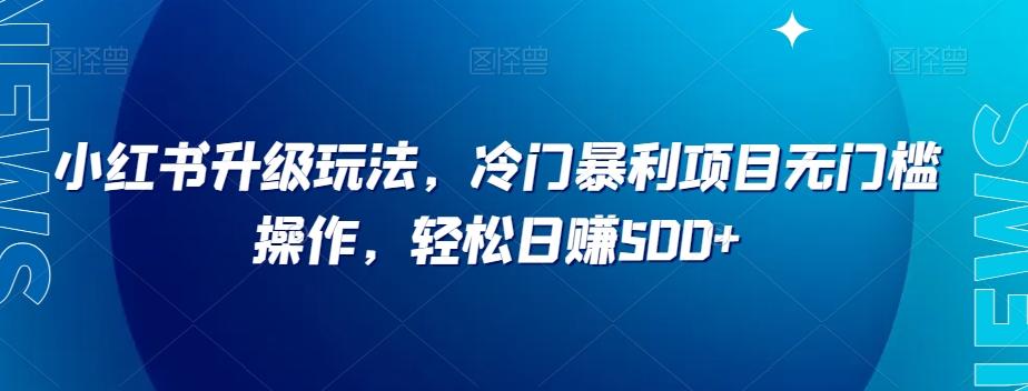 小红书升级玩法，冷门暴利项目无门槛操作，轻松日赚500+【揭秘】-送财鼠