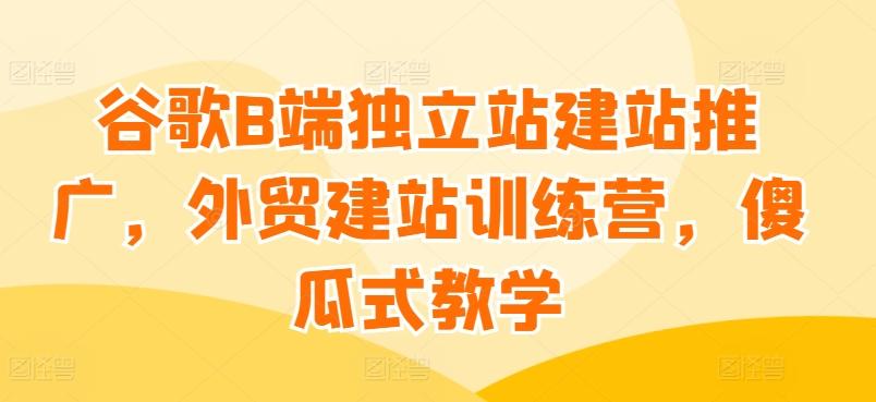 谷歌B端独立站建站推广，外贸建站训练营，傻瓜式教学-送财鼠