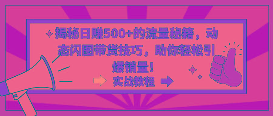 揭秘日赚500+的流量秘籍，动态闪图带货技巧，助你轻松引爆销量！-送财鼠